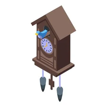 Pendulum watch icon isometric vector. Cuckoo Clock Stock Illustration
