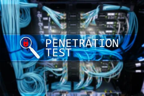 Penetration test. Cybersecurity and data protection. Hacker attack prevention Illustrazione stock