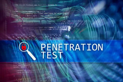 Penetration test. Cybersecurity and data protection. Hacker attack prevention Illustrazione stock