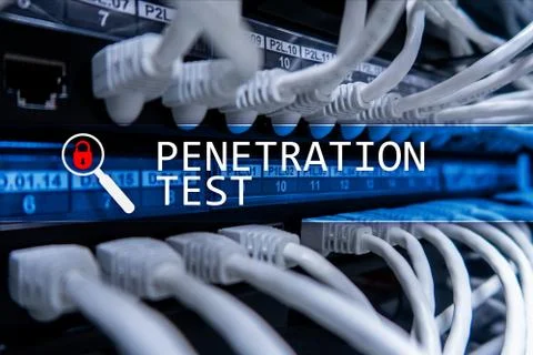 Penetration test. Cybersecurity and data protection. Hacker attack prevention Stock Illustration