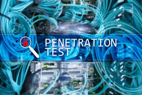 Penetration test. Cybersecurity and data protection. Hacker attack prevention Illustrazione stock