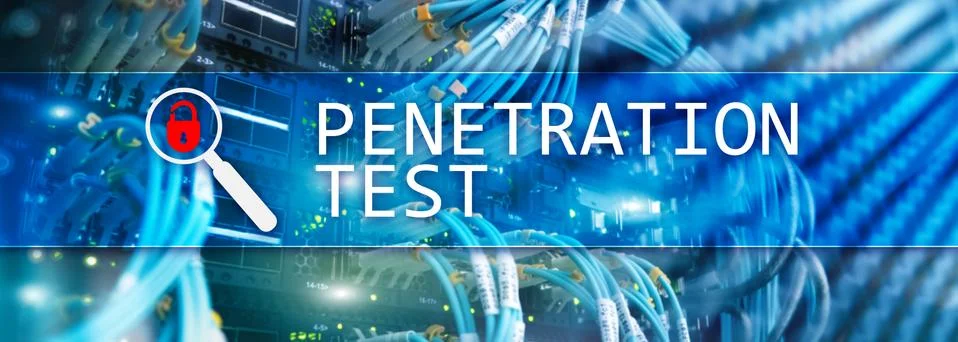 Penetration test. Cybersecurity and data protection. Hacker attack prevention Illustrazione stock