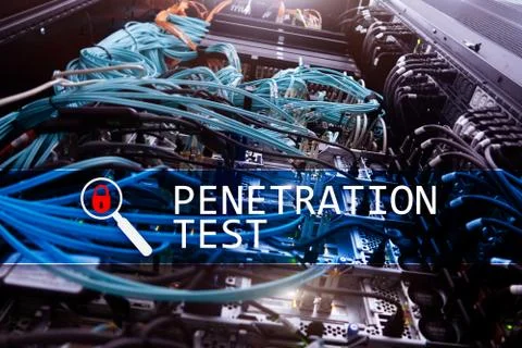Penetration test. Cybersecurity and data protection. Hacker attack prevention Foto stock
