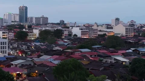 Pengkalan Weld Waterfront Rooftops and George Town Skyline Видео 332088444