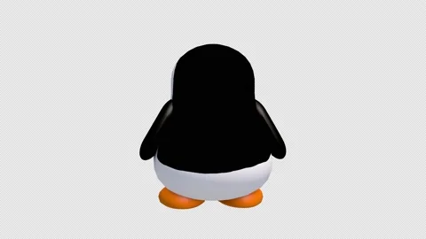 Penguin 3D 360 degree spin with transparent (alpha) background Stock Footage 234910305