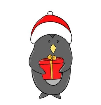 Penguin and gift Stock Illustration