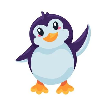Penguin antarctic bird flapping with wing vector Stock Illustration