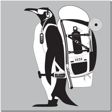 Penguin with backpack Stock Illustration