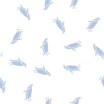 Penguin bird glyph seamless pattern Stock Illustration