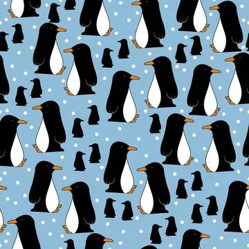Penguin bird seamless patttern Illustrazione stock