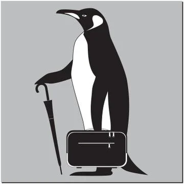 Penguin with briefcase Stock Illustration