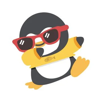 Penguin Cartoon Doing Dab Dance vector Stock Illustration