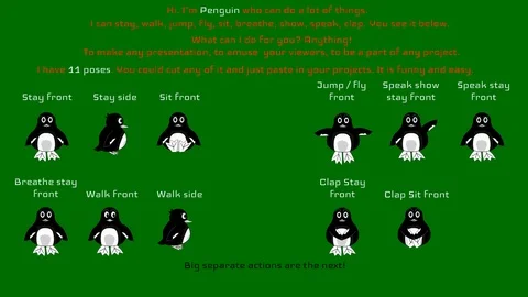 Penguin character poses Stock Footage 102520351