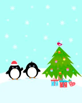 Penguin christmas Illustrazione stock