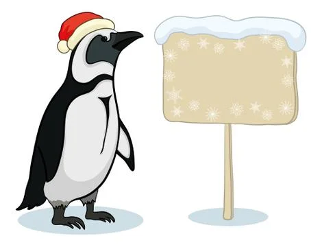 Penguin with Christmas poster Stock Illustration