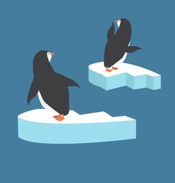 Penguin couple  on ice floe vector Stock Illustration