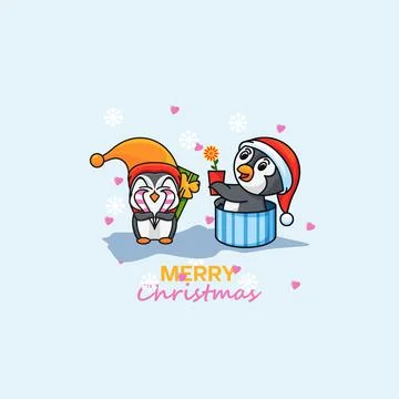 Penguin couple Stock Illustration