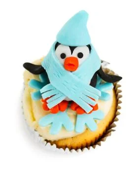 Penguin cupcake Stock Photos