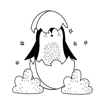 Penguin on eggshell Stock Illustration