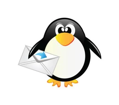 Penguin with envelope Illustrazione stock