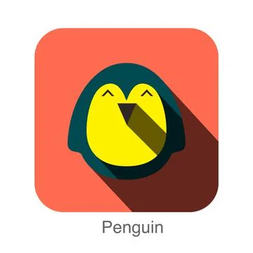 Penguin face flat icon design. Animal icons series. Stock Illustration