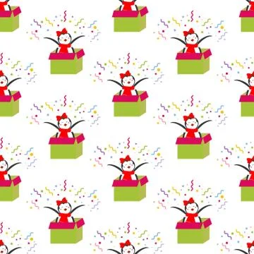 Penguin in gift box pattern Stock Illustration