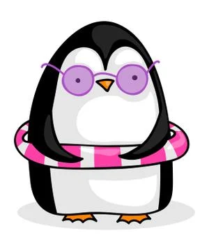 Penguin going to the beach Stock Illustration