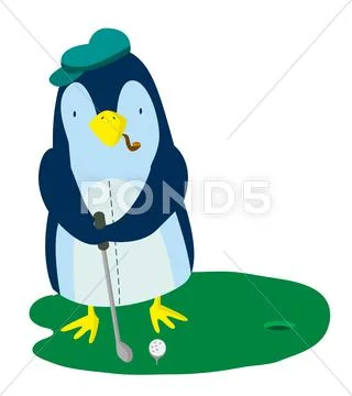 Penguin Golf Stock Illustration