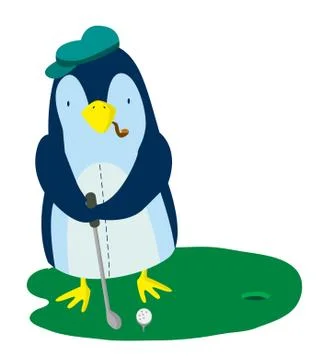 Penguin Golf Illustrazione stock