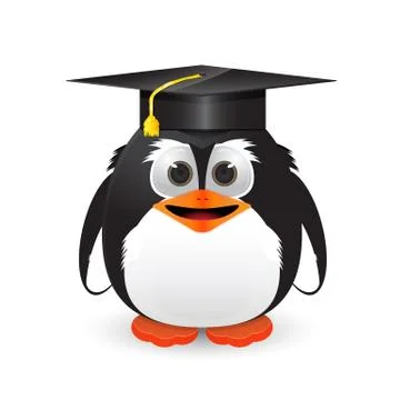 Penguin with graduation cap Stock Illustration