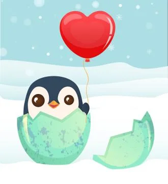 Penguin hatched from the egg Stock Illustration