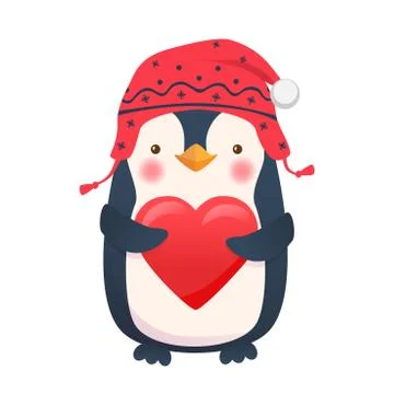 Penguin with heart Stock Illustration