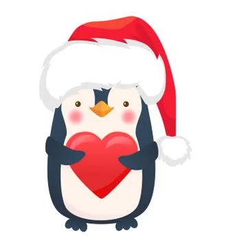 Penguin with heart Stock Illustration