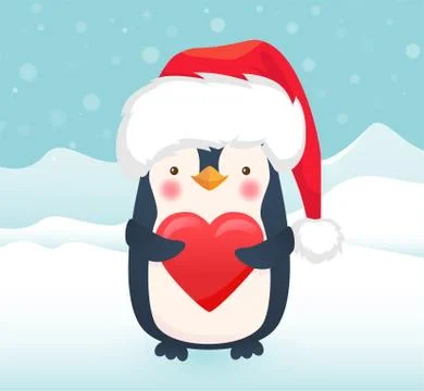 Penguin with heart Stock Illustration