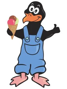 Penguin with ice cream Stock Illustration