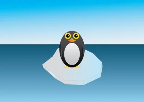 Penguin on an ice floe Stock Illustration