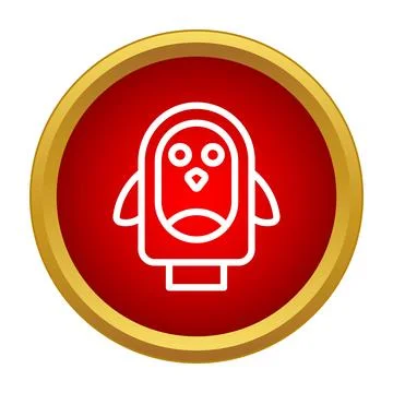 Penguin icon logo symbol inside red circle design Stock Illustration