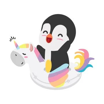 Penguin Inflatable rings illustrated  float 库存插图