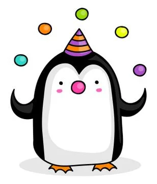 Penguin juggling Stock Illustration