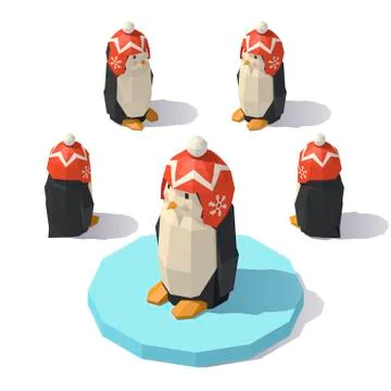 Penguin in a knitted hat Stock Illustration