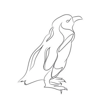 Penguin, line, vector Stock-Illustration