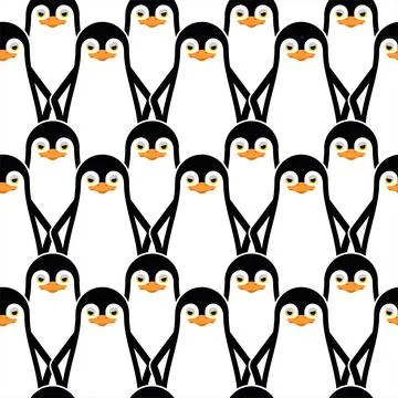 Penguin pattern seamless. flightless seabird background. vector texture. Baby Illustrazione stock