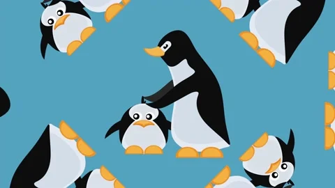 Penguin with a penguin. Pattern. Slow motion Stock Footage 163516852