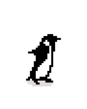 Penguin pixel image. cross stitch pattern vector illustration. Stock Illustration