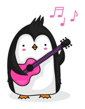 Penguin playing the guitar Stock Illustration