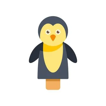Penguin puppet character flat illustration on a white background Stock Illustration