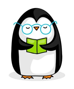Penguin reading Stock Illustration