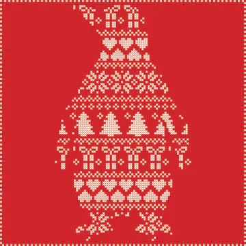 Penguin on red background Stock Illustration