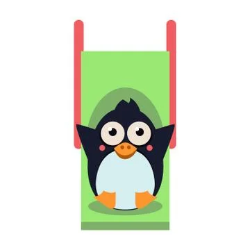 Penguin Riding a Roller Coaster. Vector Illustartion Illustrazione stock