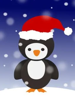 Penguin in Santa hat Stock Illustration